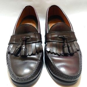 H.S. Trask Leather Burgundy Kiltie Tassel Loafers size 14M